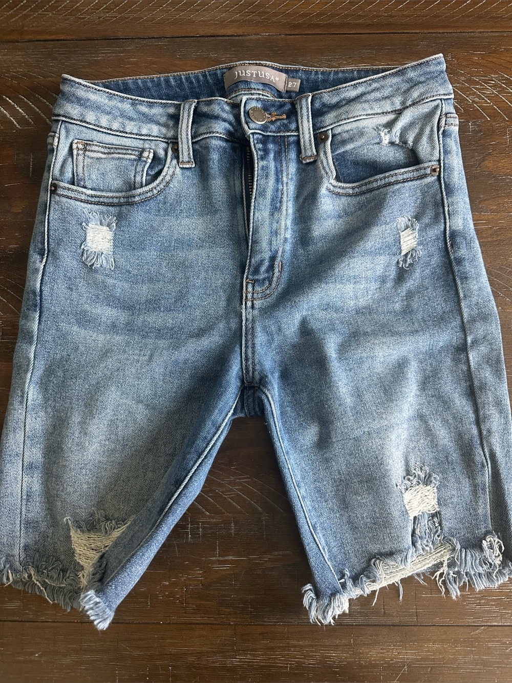 Just USA Light Blue Distressed Cutoff Jean Shorts - Size 27